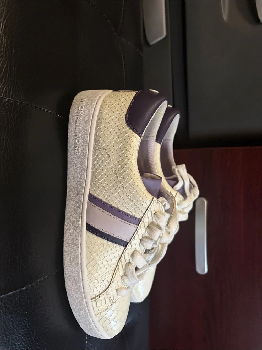 Michael Kors White Sneakers with Purple Accent